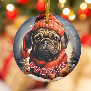 Personalized Pug Christmas Ornament Double Sided Black Pug Ornament Fawn Pug Ornament Pug Decor Personalized Pug Gift Etsy