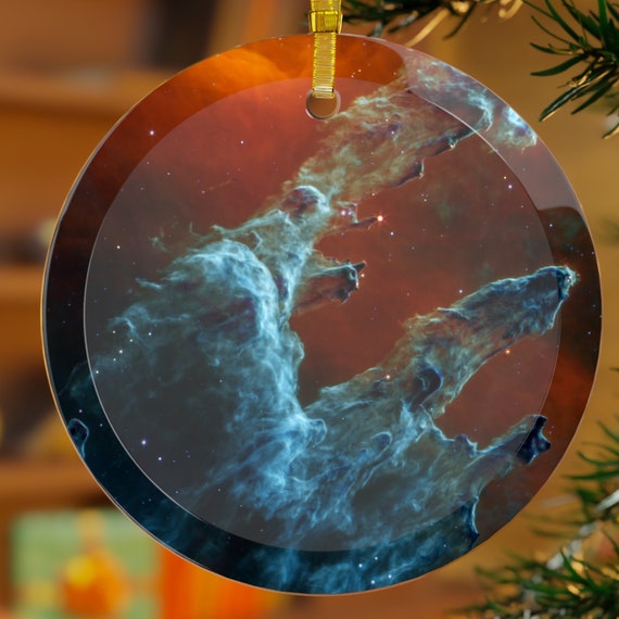 Pillars of Creation Glass Christmas Ornament, JWST Space Image