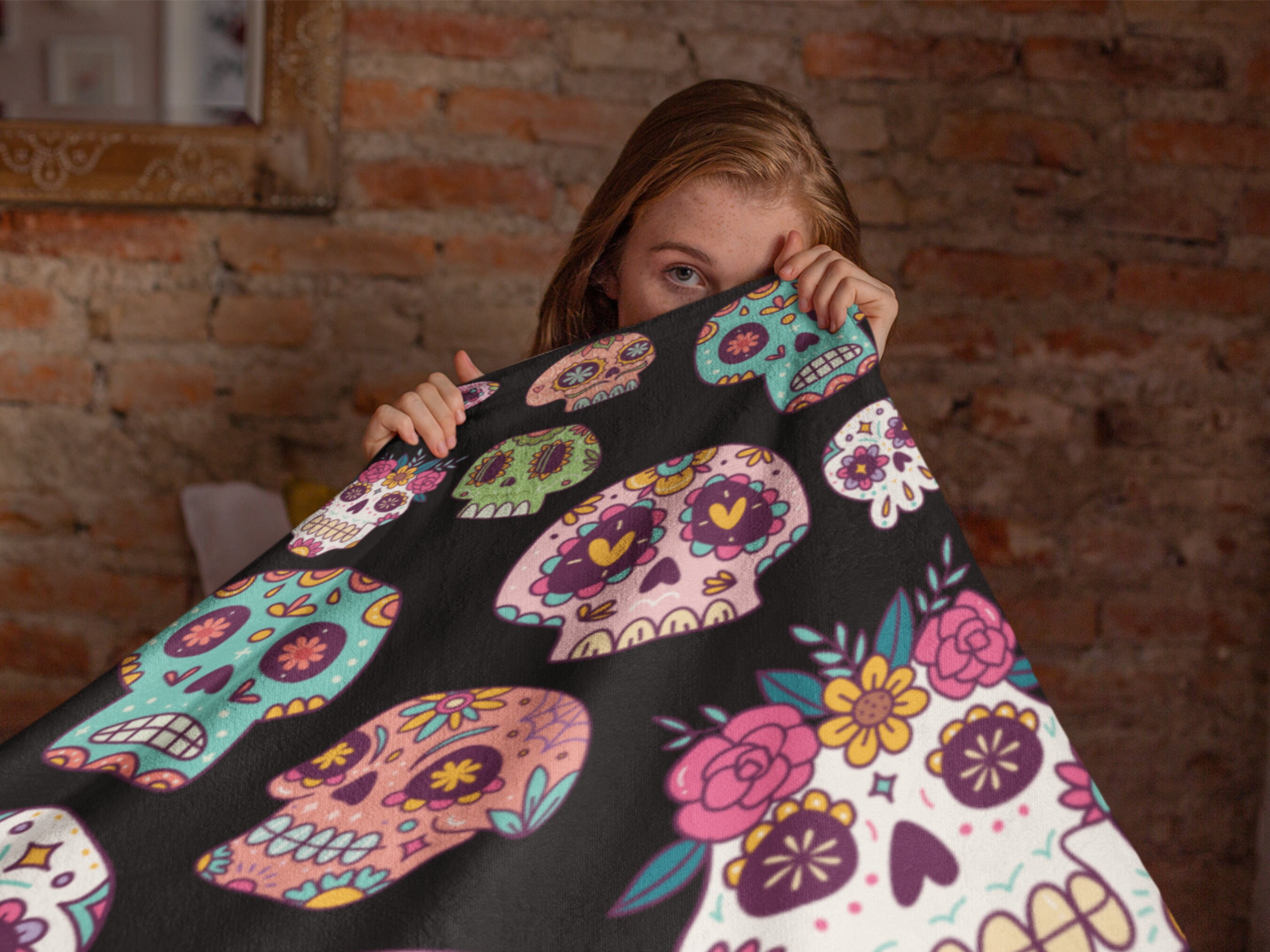 Halloween Throw Blanket – 50x60 Double-Sided Sherpa & Fleece With Dancing Skeletons – Ultra Soft & Warm For Bed Or Couch (Pink)