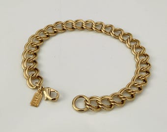 18K GL Solid Double Link Yellow Gold Bracelet
