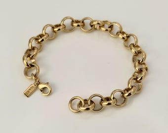 18K GL Thick Chunky Solid Belcher Yellow Gold Bracelet