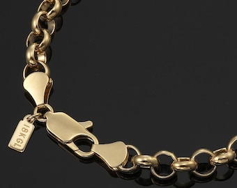 18K GL Solid Belcher Rolo Yellow Gold Bracelet Custom Length