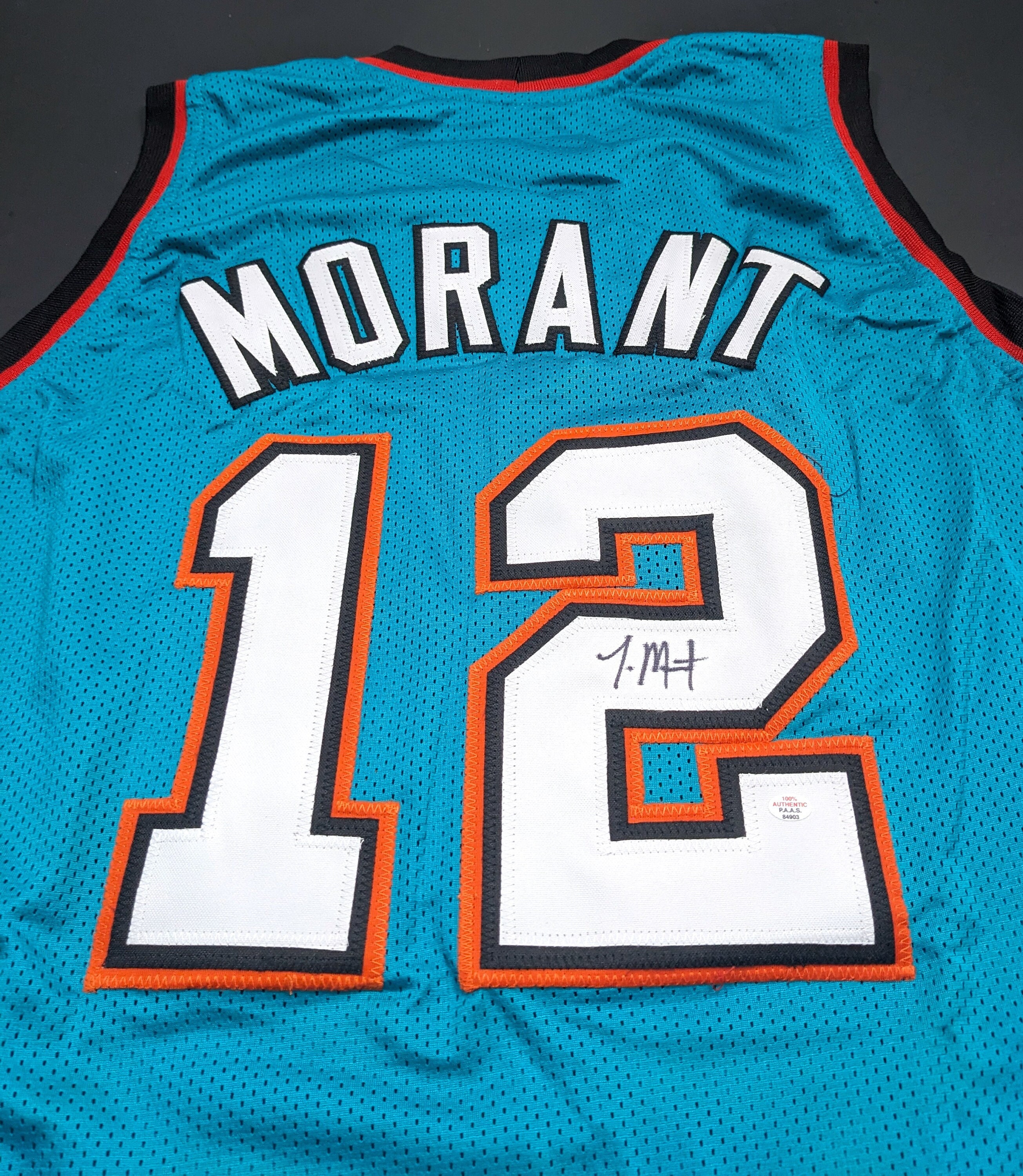 Press Pass Collectibles Ja Morant Authentic Signed Teal Throwback Pro Style Jersey Autographed BAS