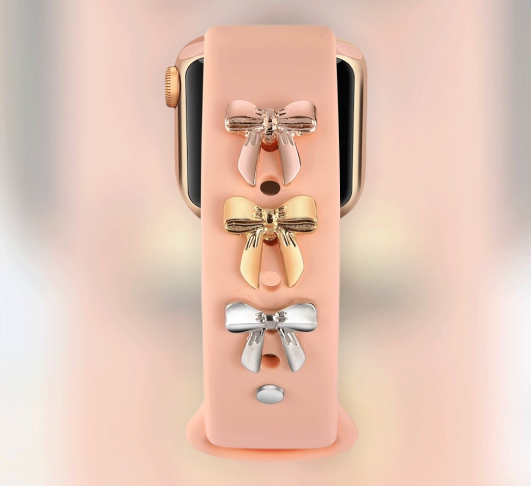 Apple Watch Accessories Elegant Bow Stud Charm Ribbon for Silicone Band