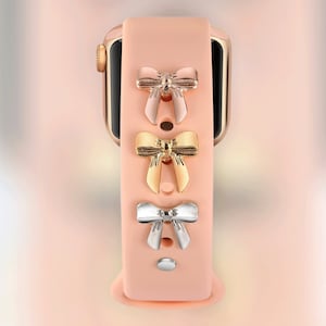 Apple Watch accessories elegant Bow stud charm ribbon for silicone band, Apple Watch Charms