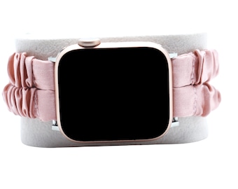 Double String Scrunchie Apple Watch Elastic Band Fits all series 38/40/41/42/44/45 MM