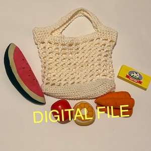 Mini bolsa de mercado de crochet / Patrón PDF / para juego de simulación / Descarga instantánea /