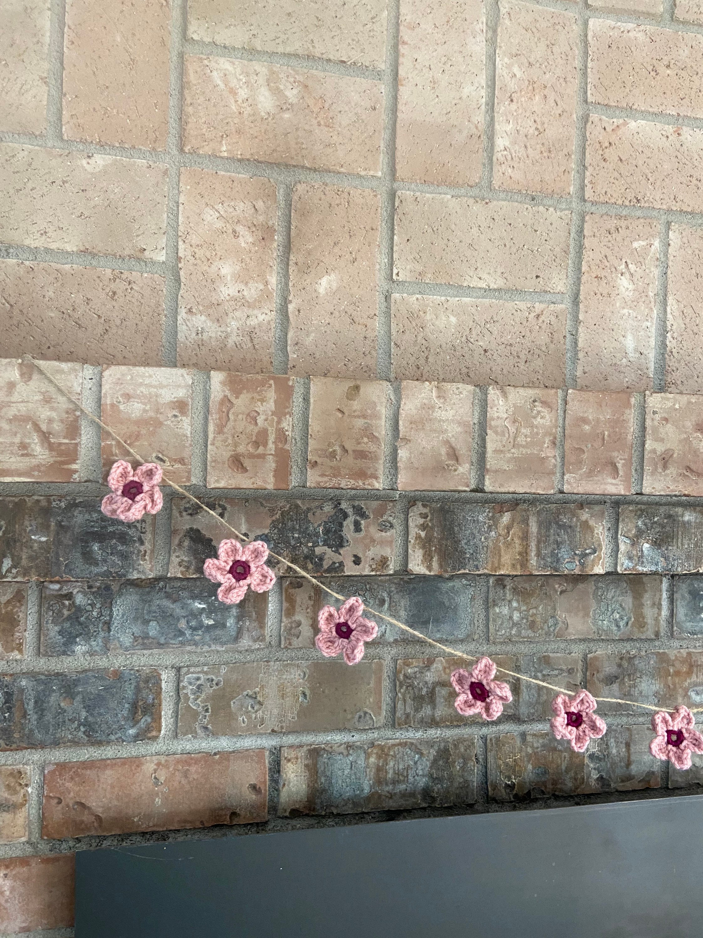Crochet Cherry Blossom Garland | Flower Wall & Mantel Hanging