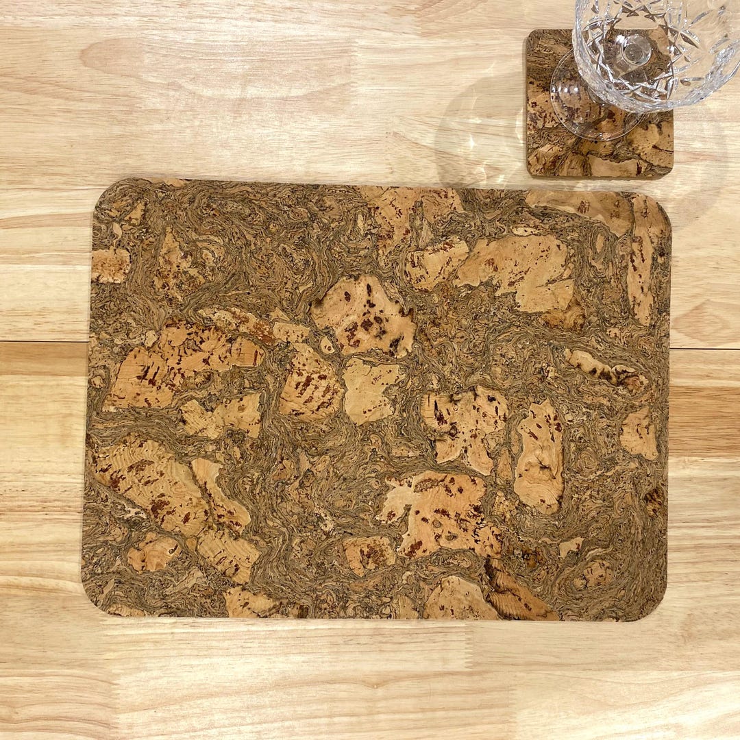 Cork Placemats: Large , 40x30cm, Smoked Marbled Pattern, Heat Resistant ...