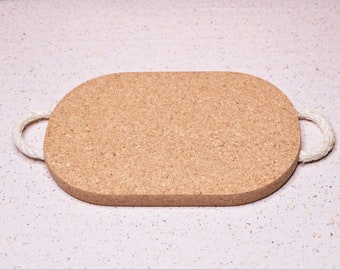 Cork Hot Pad with Rope Handles: Natural Table Protector (30 x 20cm)