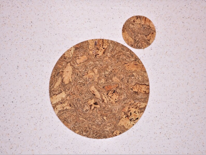 Placemats and Coasters Set of 8, Round Placemats 30cm, Natural Cork