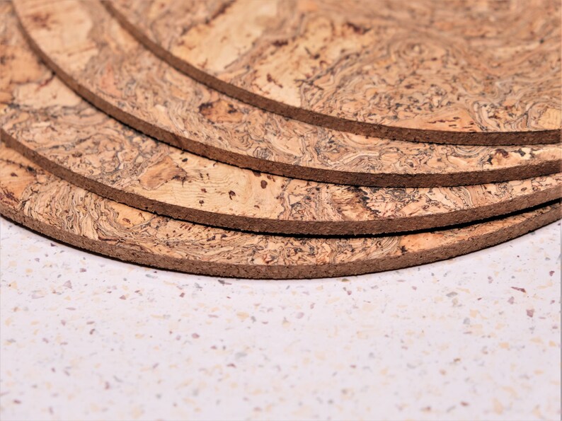 Placemats and Coasters Set of 8, Round Placemats 30cm, Natural Cork