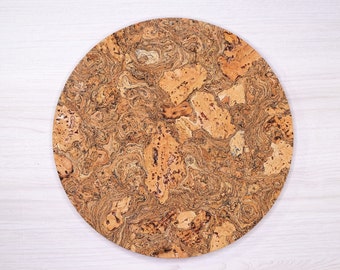 Natural Cork Placemats 30cm, Heat Resistant Non Plastic Mats, Coasters in Holder, Thickness 5mm, Decorative Tableware