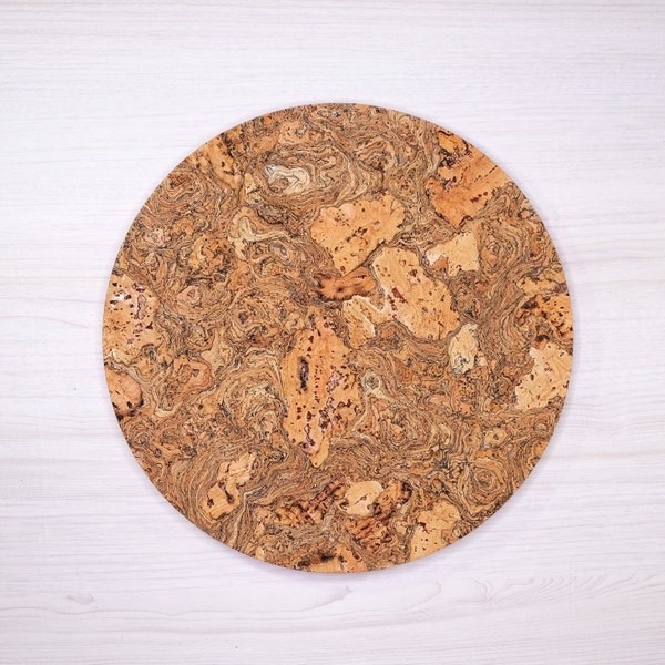 Natural Cork Placemats 30cm, Heat Resistant Non Plastic Mats, Coasters in Holder, Thickness 5mm, Decorative Tableware