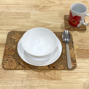 Cork Placemats, Breakfast Mats: 30x20cm, Natural, Heat & Water Resistant
