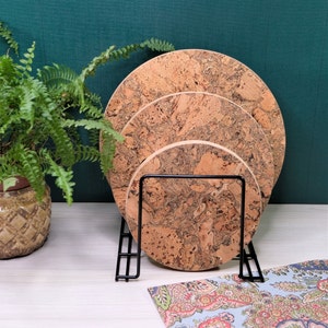 Natürliche Kork Hot Pads Set: Dicke runde Untersetzer, Ofen- & Tischschutz