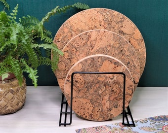 Round Hot Pads, Chunky Cork Board, Solid Thick Heat Pad, Oven Dish Rest, Non Plastic Hot Pot Holder Round 20cm 25cm 30cm