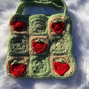 Crochet Strawberry bags - cottagecore purse