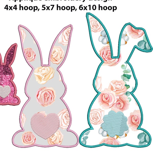 Applique Easter Bunny embroidery design instant digital download