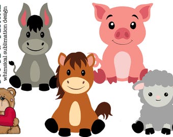 Baby Farm Animals Digital Clipart set