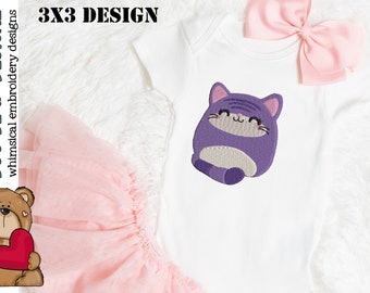Squishy Purple Cat Embroidery Design