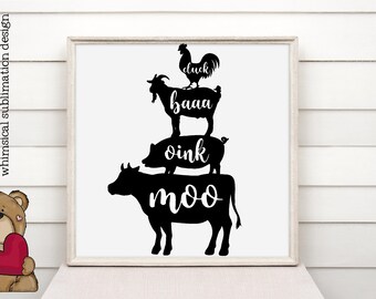Farm Animal Stack Instant Digital download