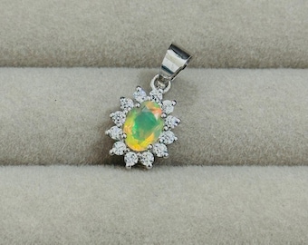Handmade Sterling Silver Ethiopian Opal Pendant, Fire Opal