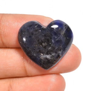 Amazing Top Grade Quality 100% Natural Sodalite Heart Shape Cabochon Loose Gemstone For Making Jewelry 20.5 Ct. 22X24X5 mm GV-3081