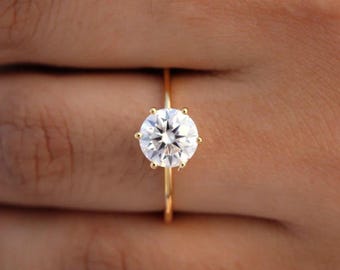 2 Carat Solitaire Moissanite Engagement Ring