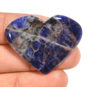 Gorgeous Top Grade Quality 100% Natural Sodalite Heart Shape Cabochon Loose Gemstone For Making Jewelry 33.5 Ct. 29X37X5 mm GV-3092