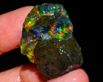 Opal Rough Gemstone, Natural Ethiopian Opal Welo Fire Crystal Opal Rough, Opal,Flashy Fire Specimens Raw, Oil Crystal Opal Rough, 46 CTS.