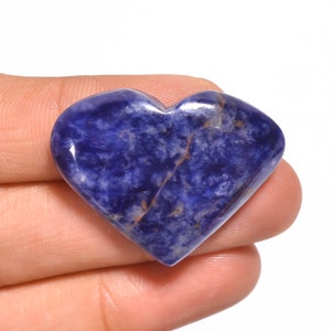 Beautiful Top Grade Quality 100% Natural Sodalite Heart Shape Cabochon Loose Gemstone For Making Jewelry 35.5 Ct. 25X32X5 mm GV-3084