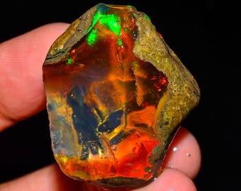 Opal Rough Gemstone, Natural Ethiopian Opal Welo Fire Crystal Opal Rough, Opal,Flashy Fire Specimens Raw, Oil Crystal Opal Rough, 74 CTS.