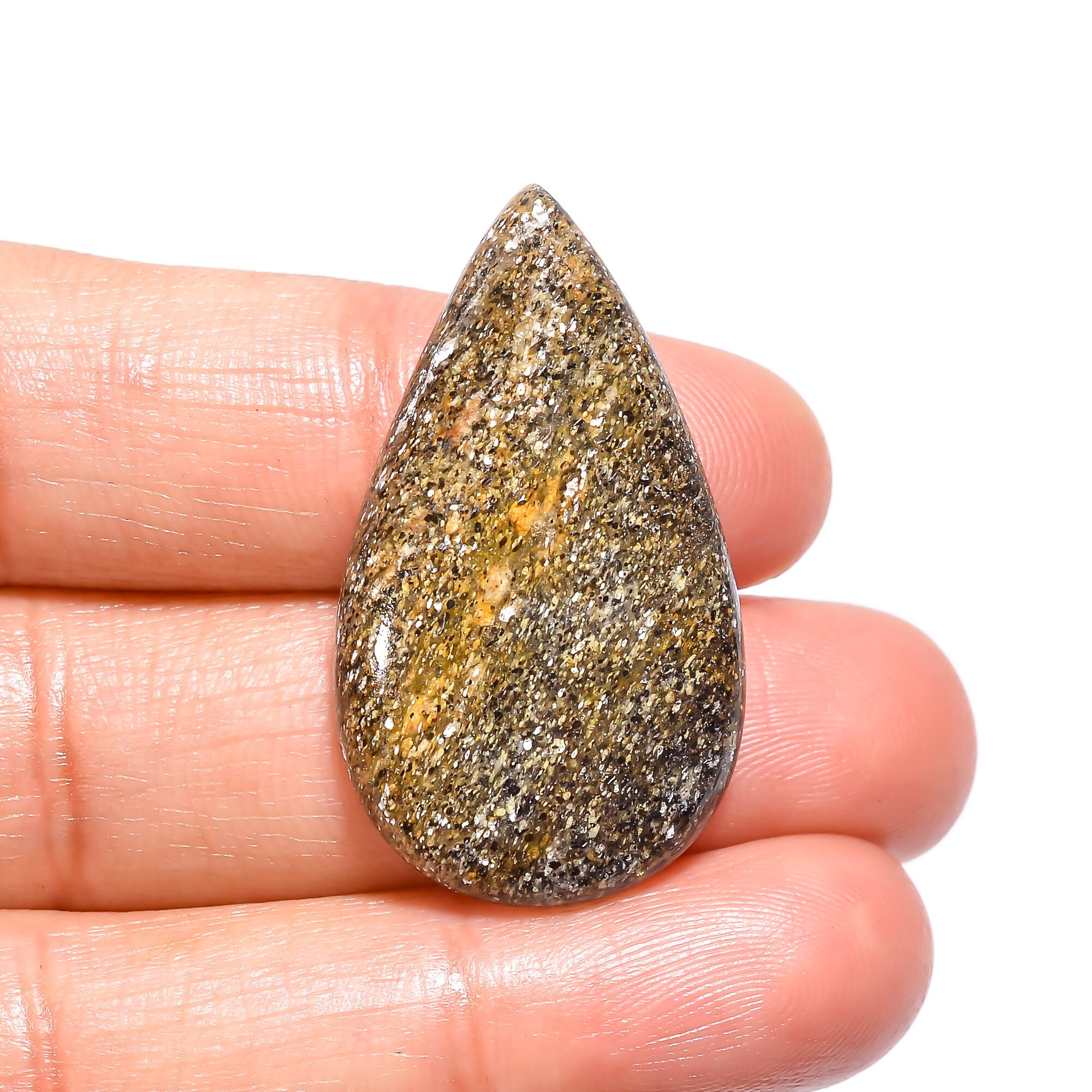 Tempting Top Grade Quality 100% Natural Black Sunstone Pear Shape Cabochon Loose Gemstone For Making Jewelry 81 Ct 58X31X6 mm AW-172
