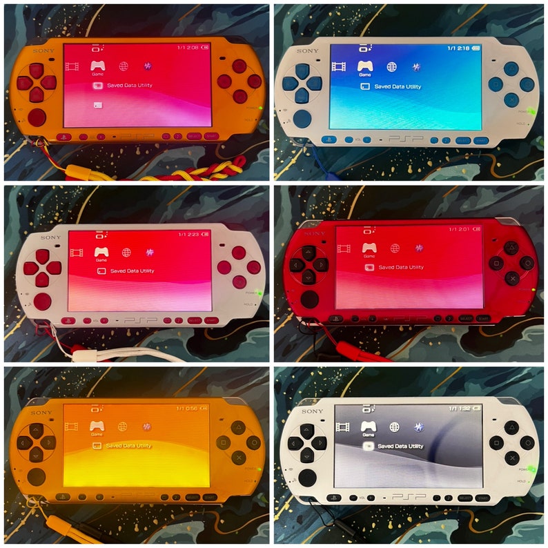 PSP 3000 Fully Customized Per your request w Free Pouch & Transparent Clear Shell, Wrist strap, Charger image 1