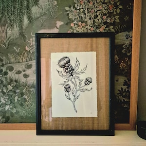 Original Thistle Pen & Ink Drawing | Handmade Botanical Artwork