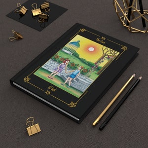 America)-- Hardcover Journal Matte / diario tapa dura "The Sun" with card frame/ "El Sol" con marco de carta - Sortilegium tarot
