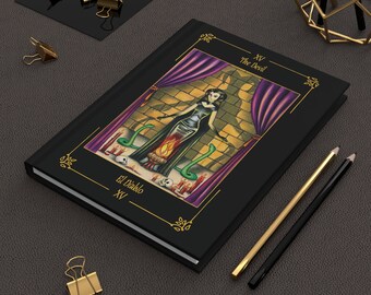 Amerika) – Hardcover-Tagebuch/Hardcover-Tagebuch „The Devil“-Karte – Rahmen und Name/Karte „El Diablo“ mit Rahmen und Namen – Sortilegium-Tarot