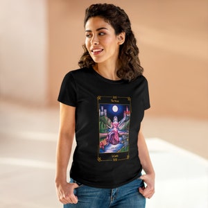 America)- Midweight Cotton Tee "The Moon" card / Camiseta de algodón carta "La Luna" - Sortilegium tarot