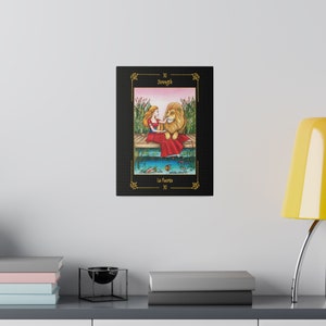 Matte Canvas, Stretched, 0.75" "Strengh" card frame, Lienzo Mate "La Fuerza" con borde de carta, Sortilegium Tarot