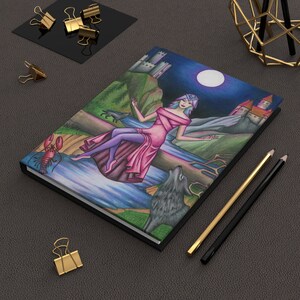 America)-- Hardcover Journal Matte / diario tapa dura "The Moon" card / carta "La Luna" - Sortilegium tarot
