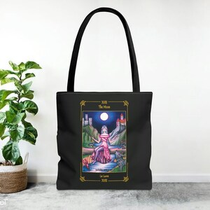 Tote Bag (AOP) "The Moon" with card frame/ carta "La Luna" con borde - Tarot Sortilegium