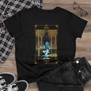 Europa)-Middengewicht katoenen T-shirt "The Star" kaart / Katoenen T-shirt kaart "The Star" - Sortilegium tarot