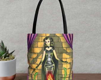 Tote Bag (AOP) &quot;The Devil&quot; card / letter &quot;El Diablo&quot; - Tarot Sortilegium