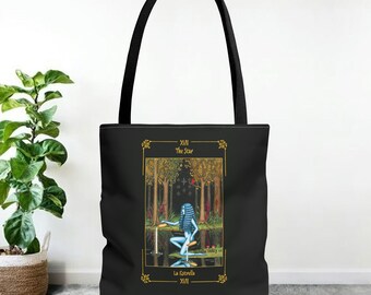 Tote Bag (AOP) &quot;The Star&quot; with card frame/ card &quot;The Star&quot; with border - Tarot Sortilegium