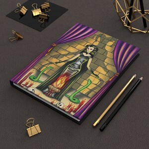 America)-- Hardcover Journal Matte / diario tapa dura "The Devil" card / carta "El Diablo" - Sortilegium tarot