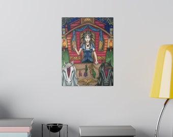 Matte Canvas, Stretched, 0.75&quot; &quot;The Chariot&quot; card, Lienzo Mate &quot;El Carro&quot; card, Sortilegium Tarot