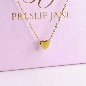 Gold Heart Necklace Tiny Heart Necklace Gold Small Heart Necklace 14K Gold Tiny Heart Charm Necklace Bridal Dainty Heart Stainless Steel