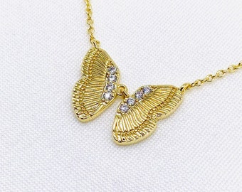 14k Gold Butterfly Necklace Nature Lover Gift CZ Butterfly Jewelry Gold Butterfly Charm 14K Gold Dainty Butterfly Pendant Butterfly Chain