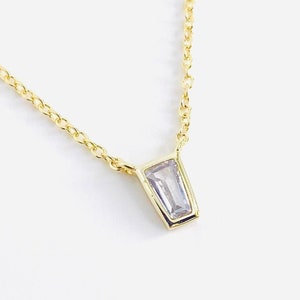Minimalist Solitaire Diamond Necklace 14K Gold Dainty Diamond Necklace Wedding Bridal Necklace Bridesmaid Gift For Her Cubic Zirconia CZ